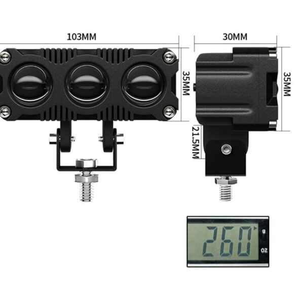 3-Eye Fog Light | Mega Light | Dual Colors - Fog Yellow and White | 3 way switch included - Image 3