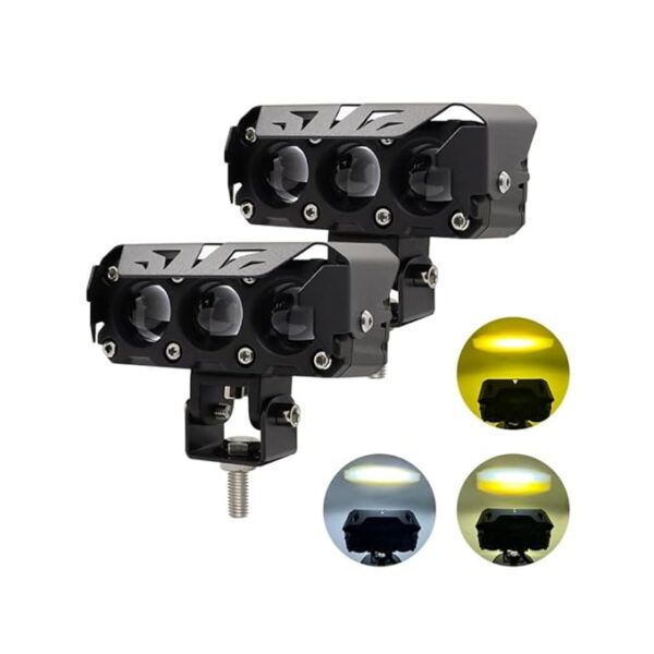 3-Eye Fog Light | Mega Light | Dual Colors - Fog Yellow and White | 3 way switch included - Image 4