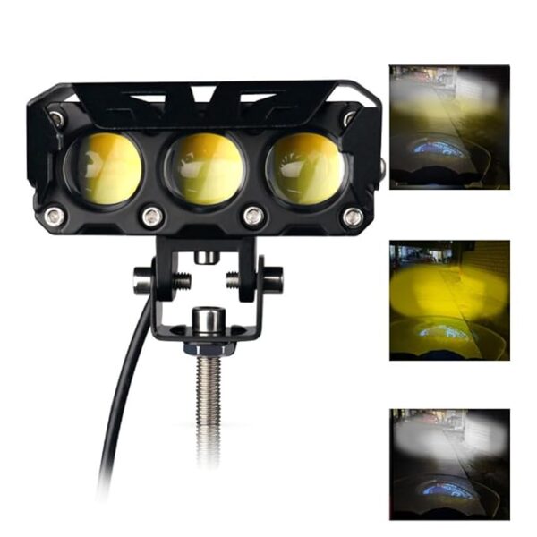 3-Eye Fog Light | Mega Light | Dual Colors - Fog Yellow and White | 3 way switch included - Image 5