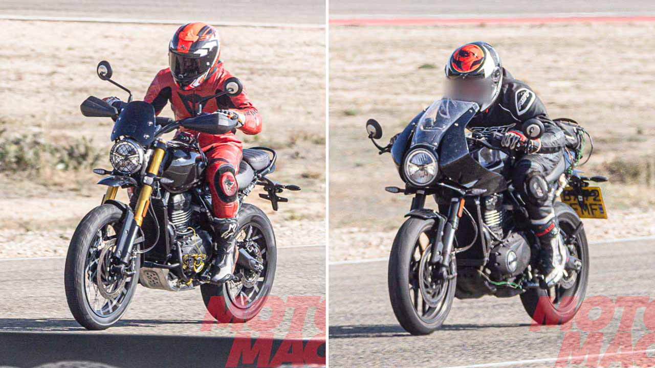 Triumph Scrambler 400X Cross Spoke, Thruxton 400 Spied Together