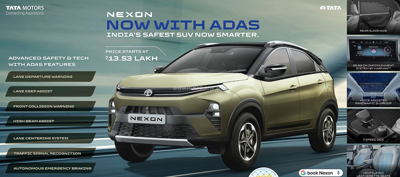 Tata Nexon Gets ADAS Safety Upgrade – Prices Start at Rs 13.53 Lakh