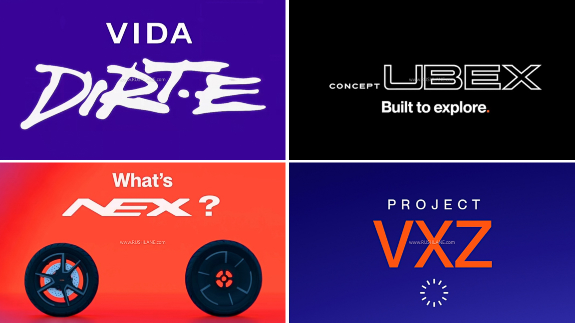 4 New Hero Vida Electric Bikes Teased For EICMA – Dirt-E, VXZ, Nex, Ubex Lineup