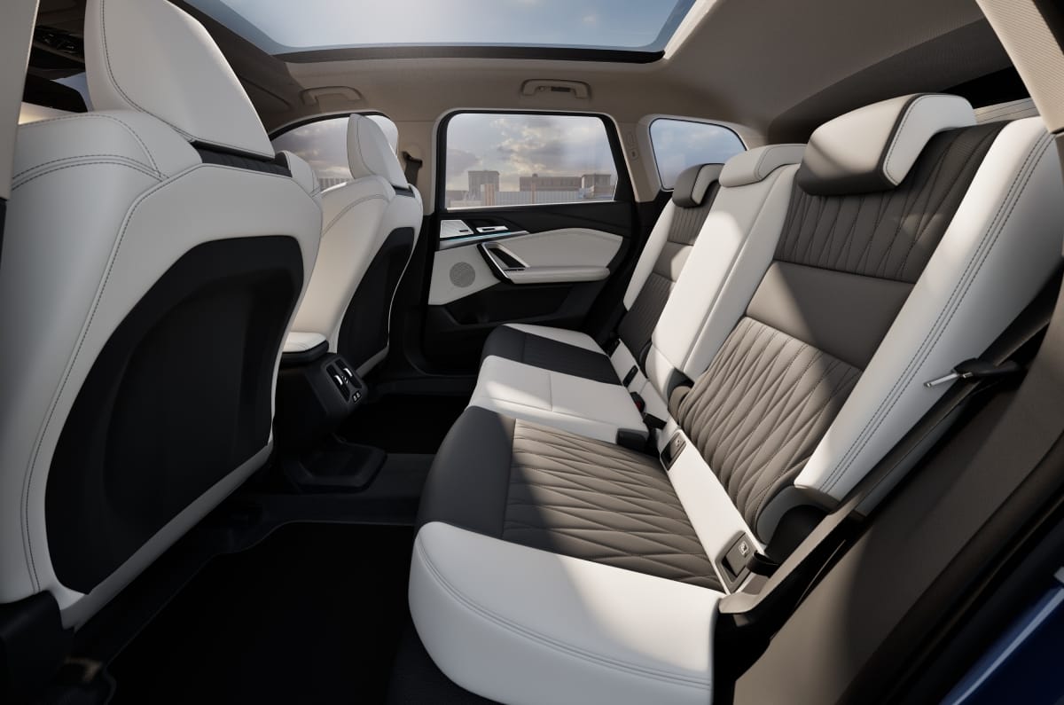 BMW iX LWB white interior upholstery rear seats