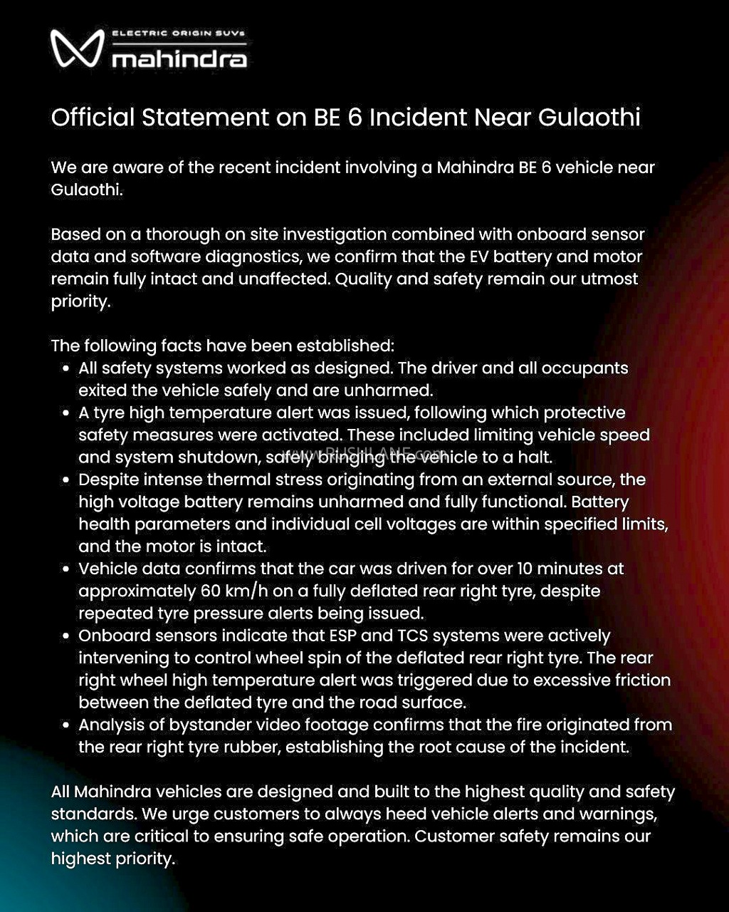 Mahindra BE 6 Fire Incident Explained – Mahindra Issues Official Clarification